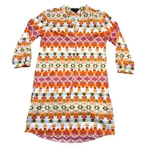 Etcetera Floral Mixed Print Cotton Dress Size 0 Tie Waist 3/4‎ Sleeve Pockets